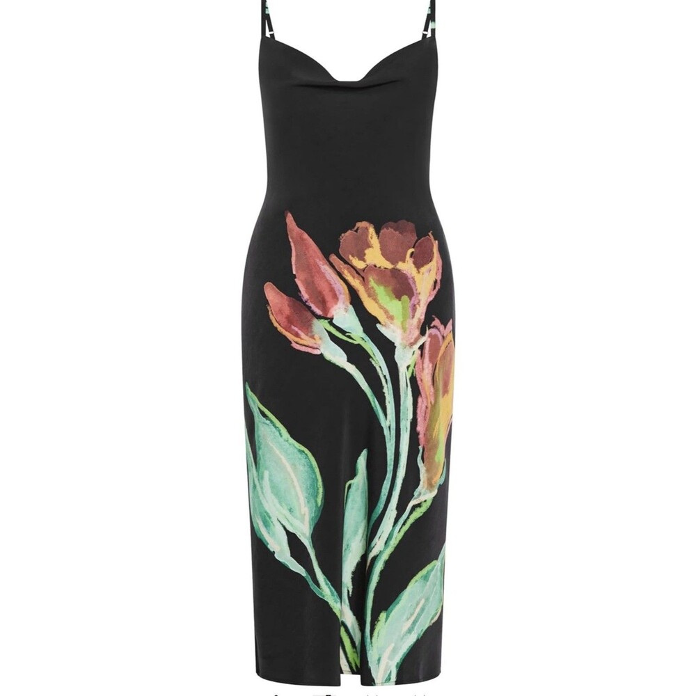 City Chic Avery Cowl Neck Floral Slip Midi Spaghetti Strap Dress Women’s Medium - Picture 3 of 3